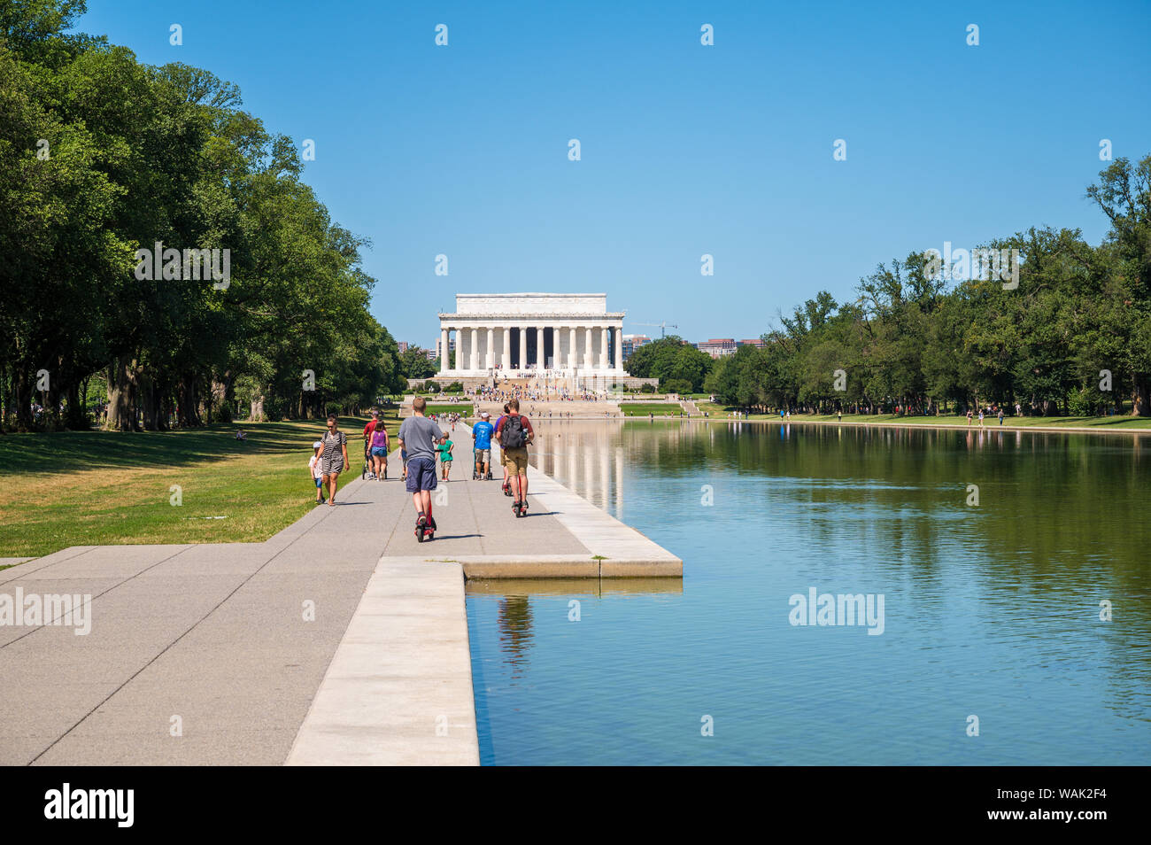 Lincoln Memorial e piscina Riflettente, Washington DC, Stati Uniti d'America Foto Stock