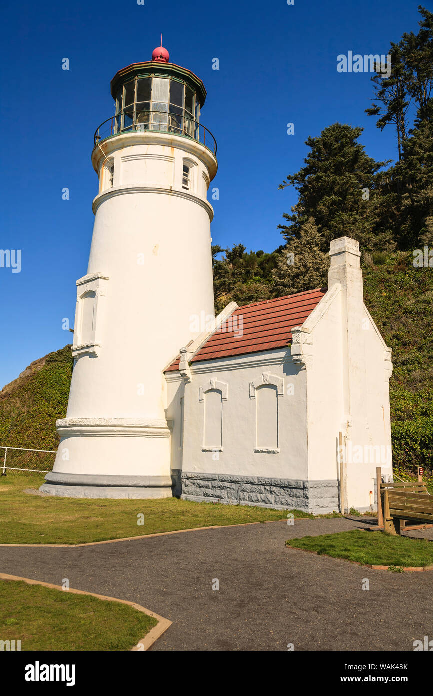 Heceta Head Lighthouse, costruito nel 1894, sul Registro Nazionale dei Luoghi Storici, Oregon Coast, Oregon, Stati Uniti d'America Foto Stock