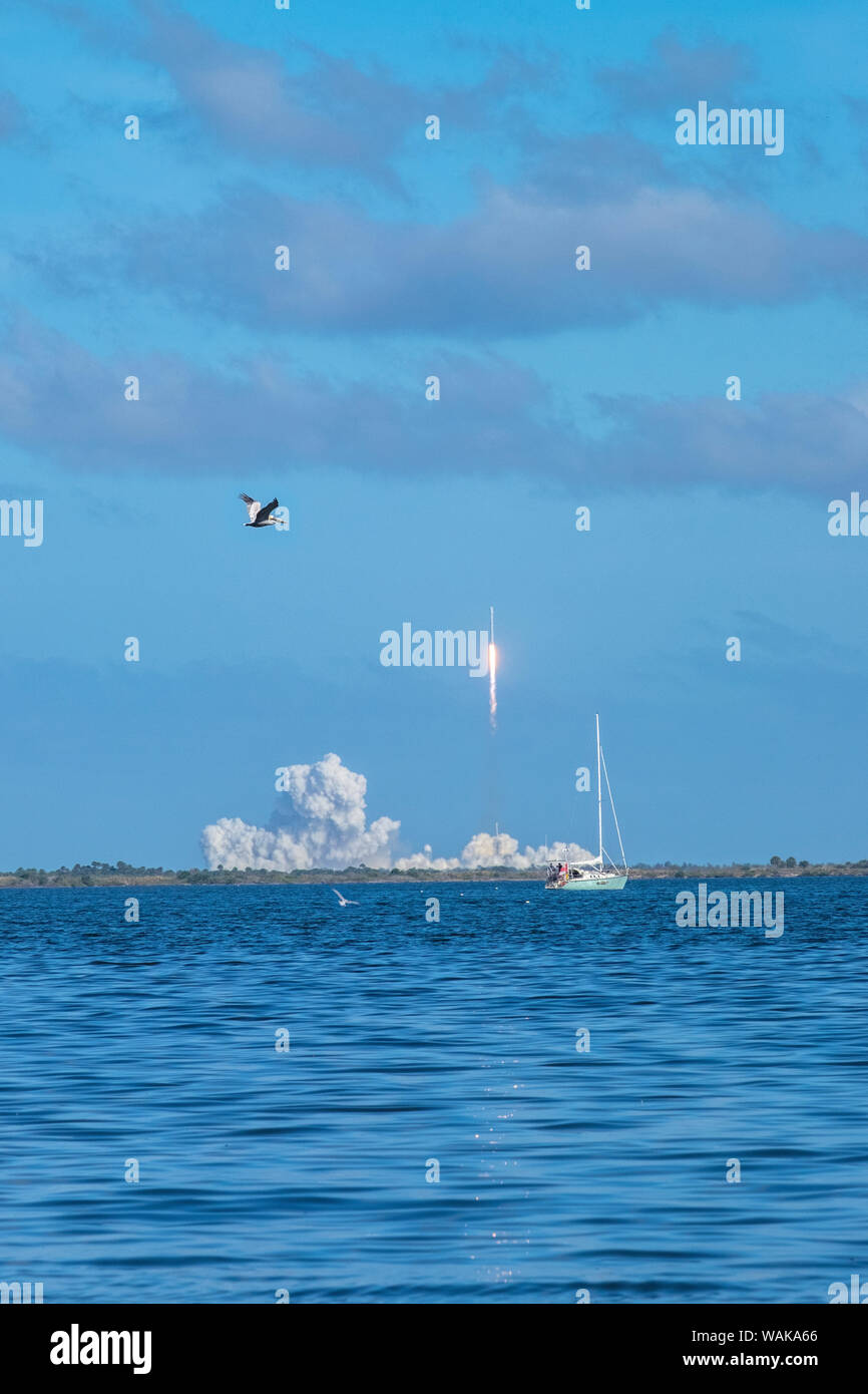 Spazio X il lancio del razzo a Cape Canaveral, in Florida, Stati Uniti d'America Foto Stock