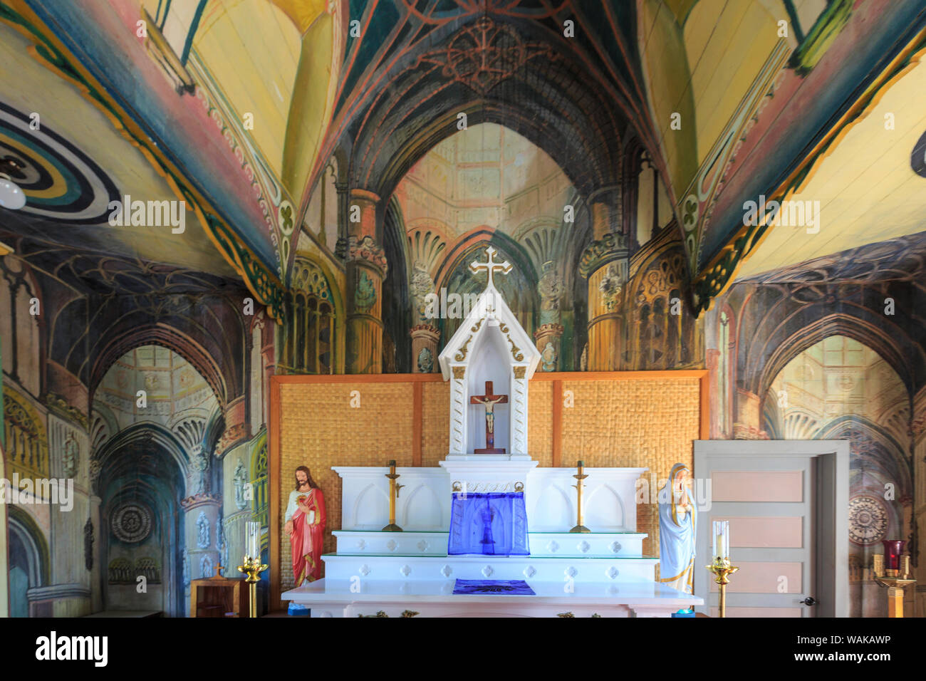 Dipinto di Chiesa, san benedetto la Chiesa cattolico romana, Captain Cook, Big Island, Hawaii, USA (solo uso editoriale) Foto Stock