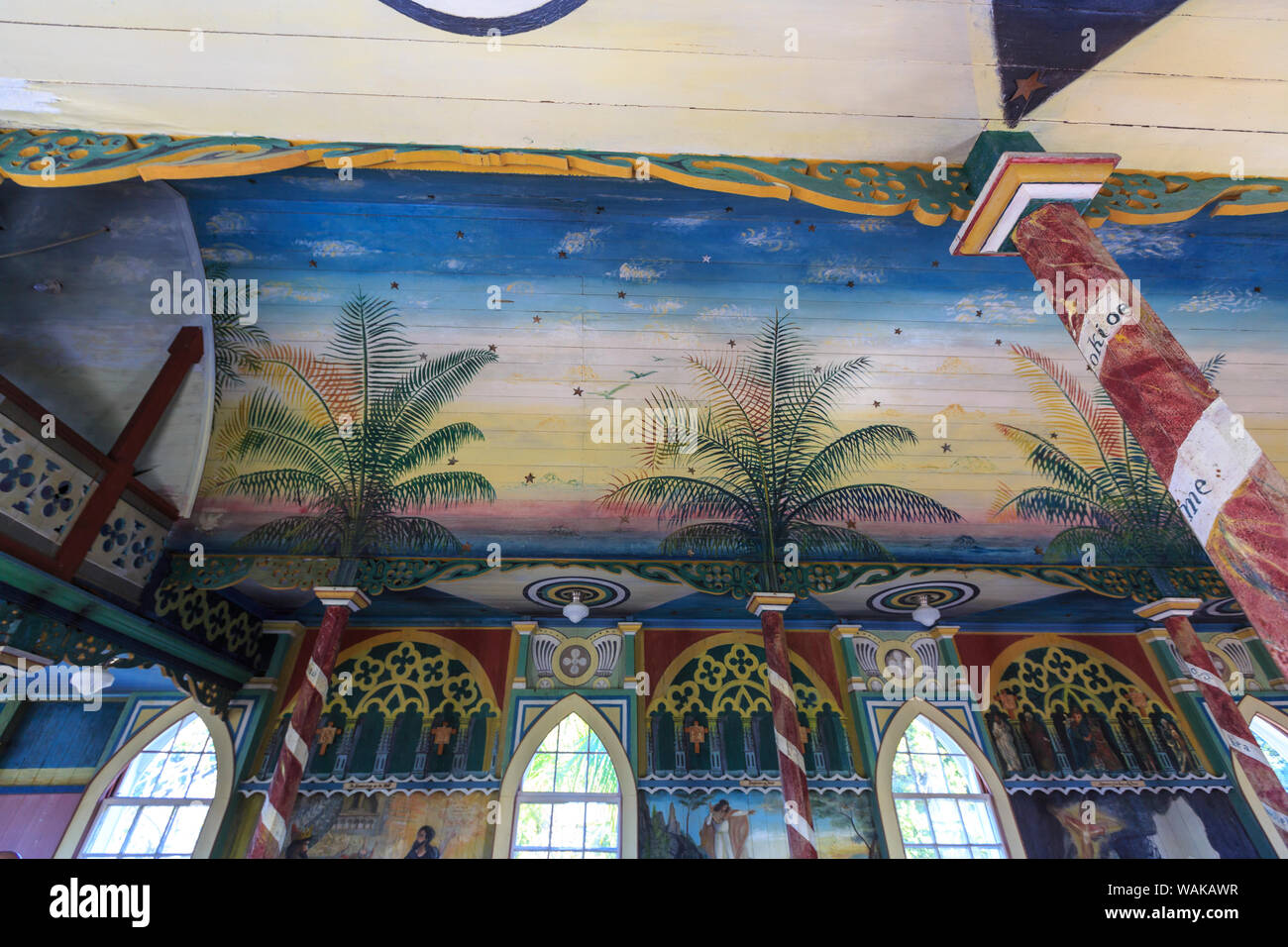 Dipinto di Chiesa, san benedetto la Chiesa cattolico romana, Captain Cook, Big Island, Hawaii, USA (solo uso editoriale) Foto Stock