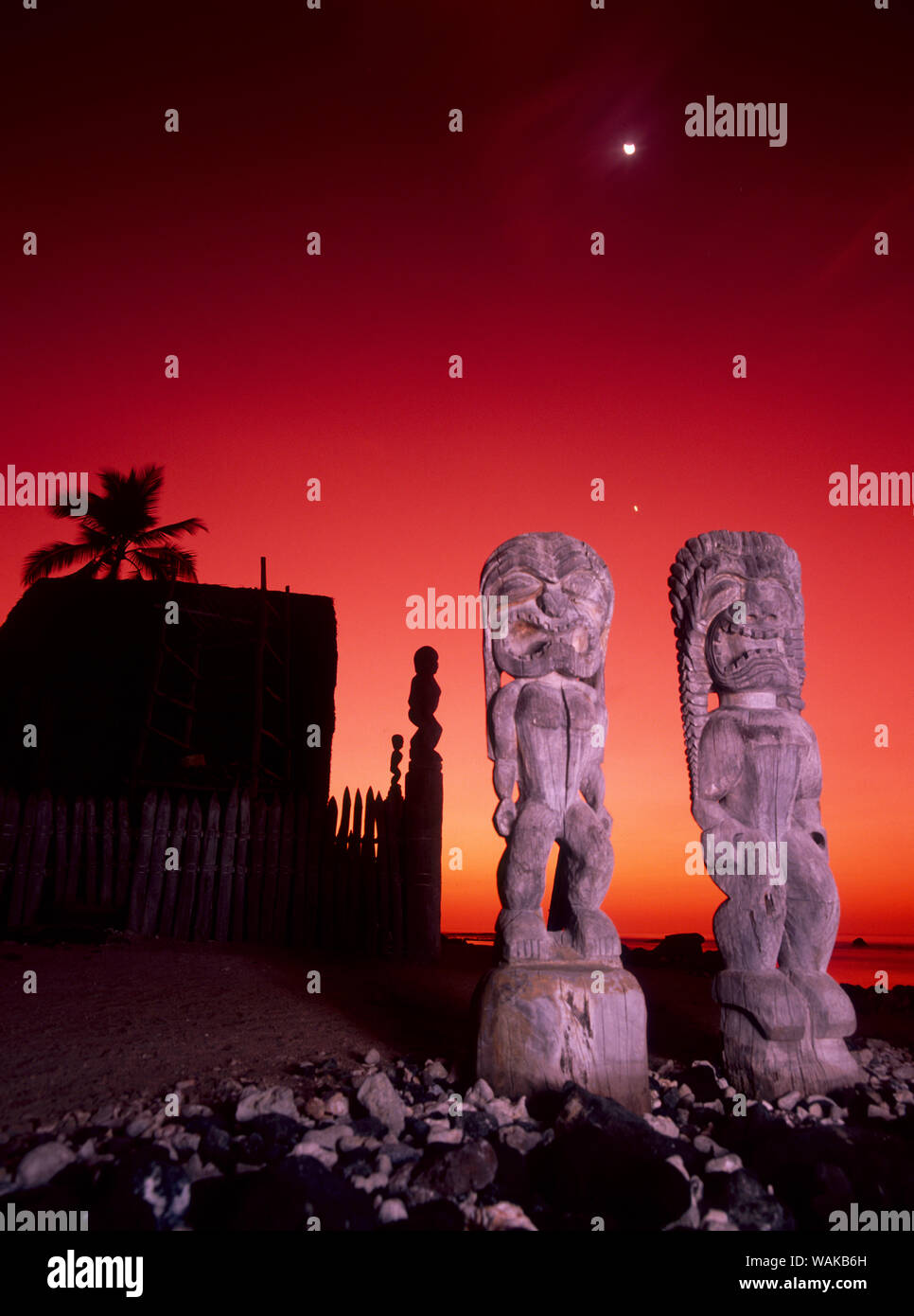 Big Island, Hawaii, Pu'Uhonua o Honaunau, National Historic Park Foto Stock