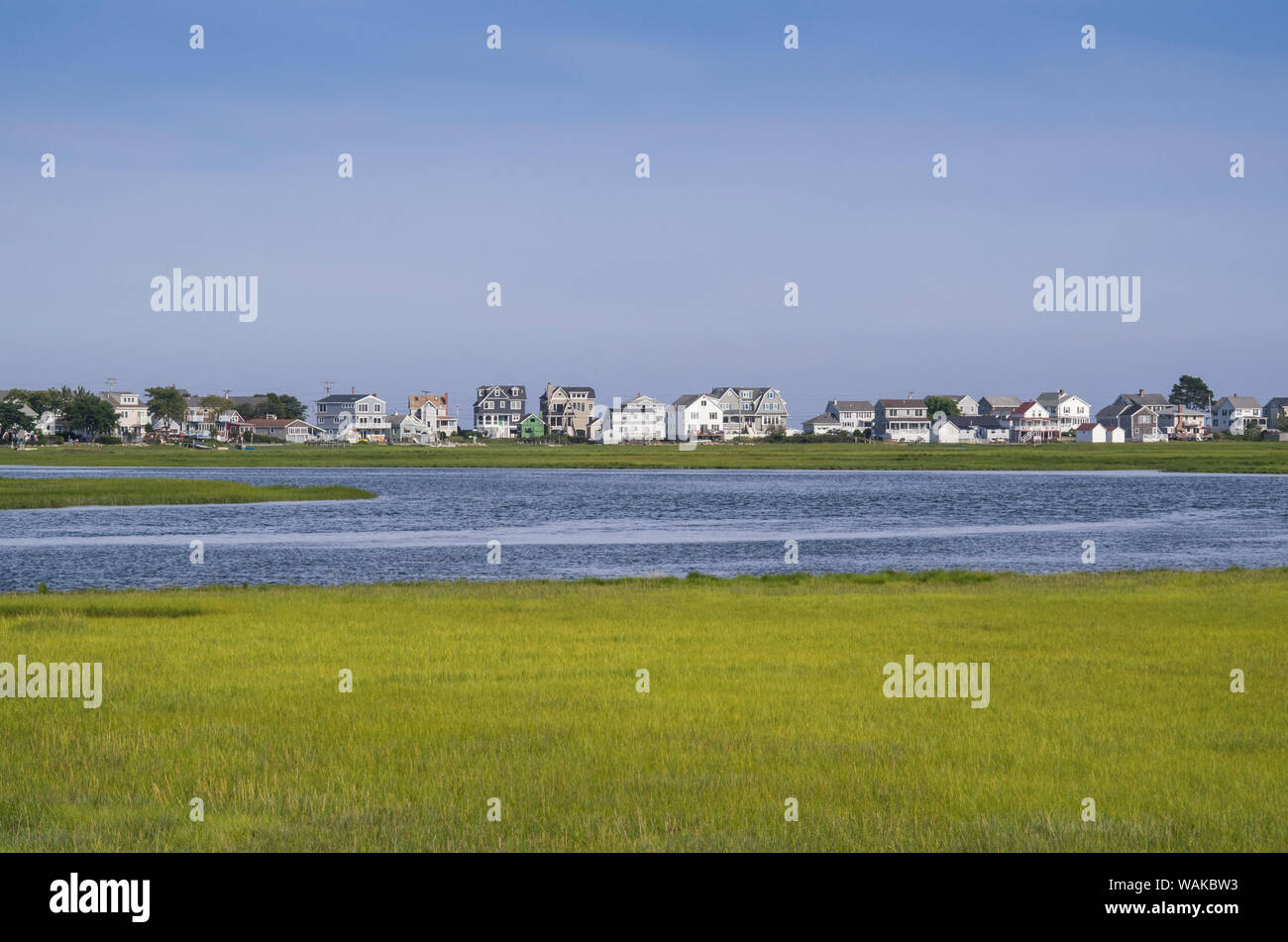 Stati Uniti d'America, Maine, Pozzi Beach. Vista in elevazione del case sulla spiaggia Foto Stock