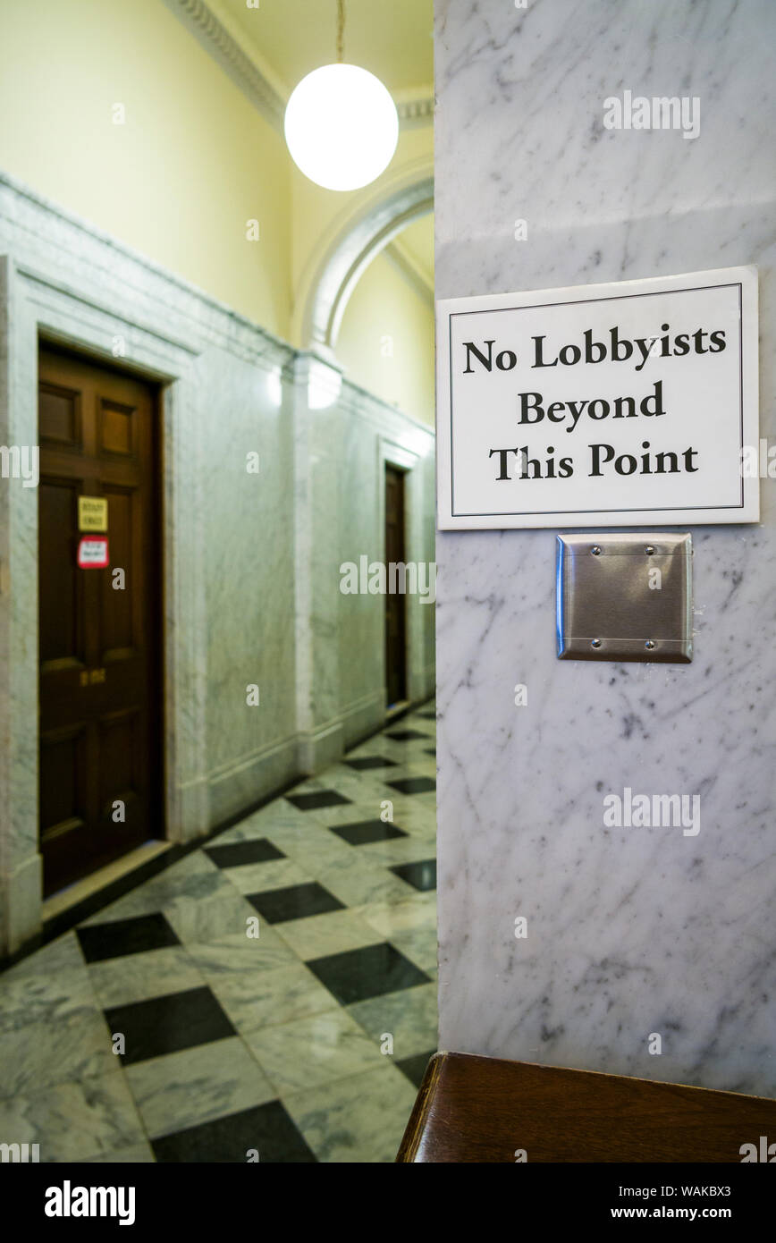 Stati Uniti d'America, Maryland, Annapolis. Maryland State House, 'No lobbisti' firmare Foto Stock