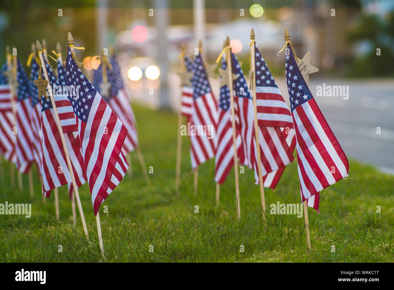 Stati Uniti d'America, Massachusetts, Cape Ann, Gloucester. Noi le bandiere Foto Stock
