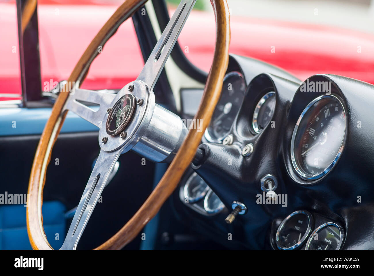 Stati Uniti d'America, Massachusetts, Beverly. Auto d'epoca, 1960 Sabra Israeliano Auto sportiva interno Foto Stock