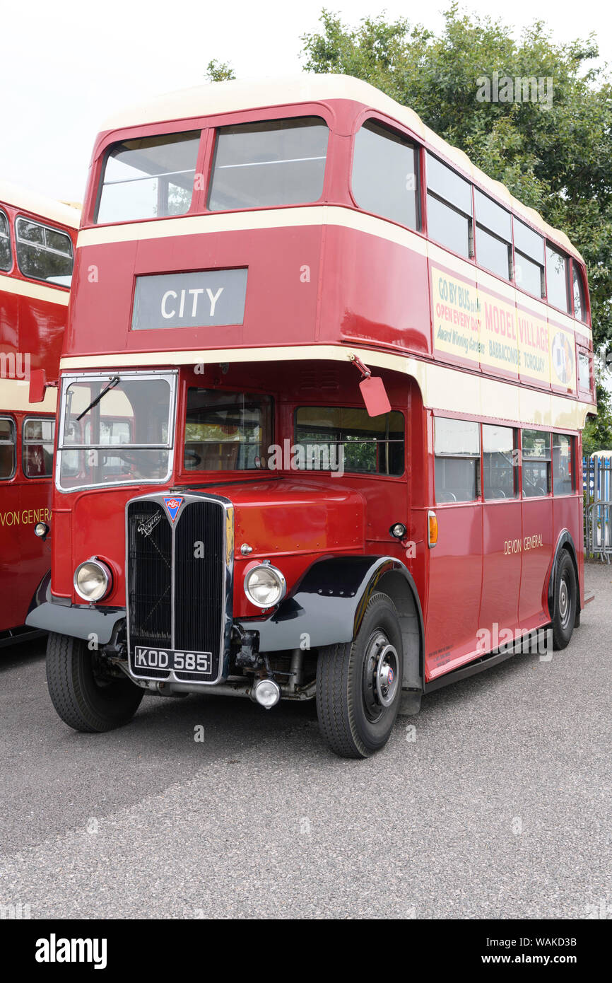 1949 Devon azionato generale AEC Regent III corpo Weymann double decker bus. Foto Stock