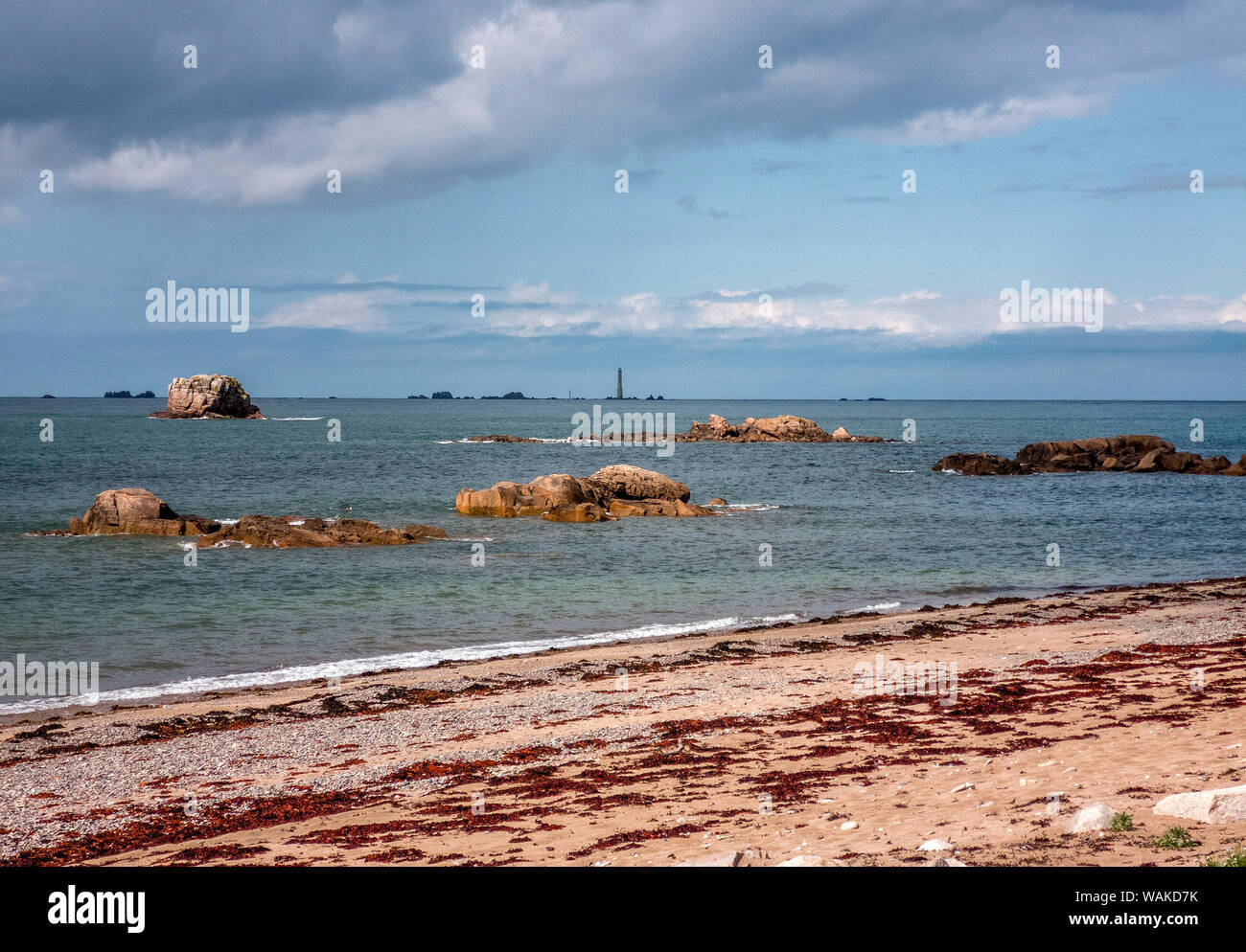 Faro di Les Héaux de Bréhat, Côtes d'Armor dipartimento, Bretagne, Francia Foto Stock