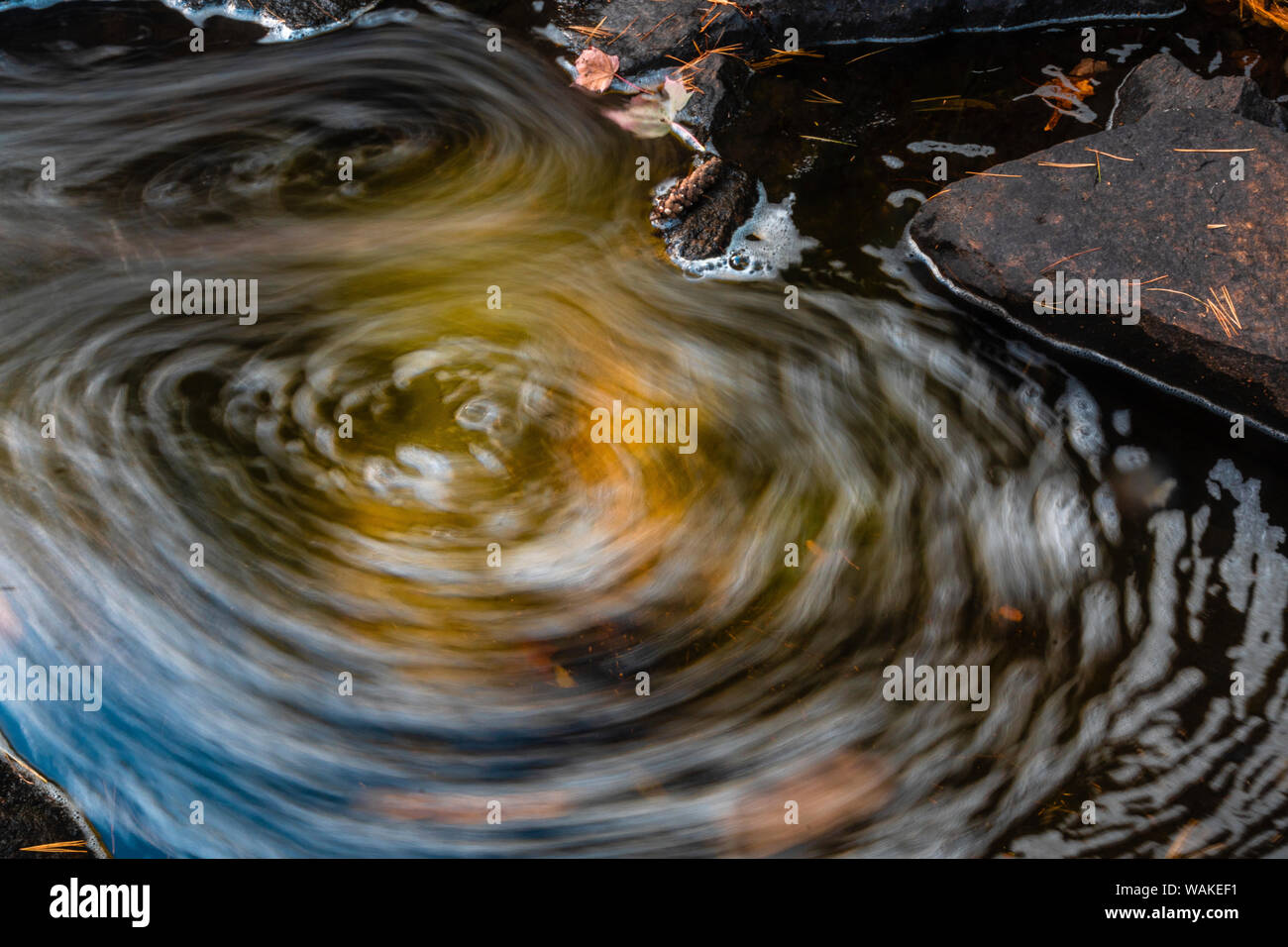 Stati Uniti d'America, New York Adirondack State Park. Close-up di stream eddy. Credito come: Jay O'Brien Jaynes / Galleria / DanitaDelimont.com Foto Stock