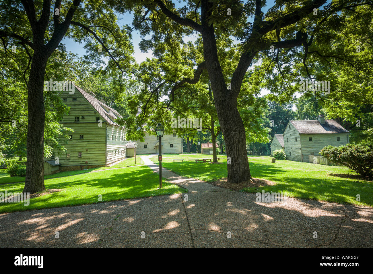 Stati Uniti d'America, Pennsylvania Dutch Country. Chiostro Ephrata, monastero fondato da luterano tedesco Pietist Conrad Beissel nel 1732. Sorella di Saron, della casa e del Saal, meeting house. Foto Stock