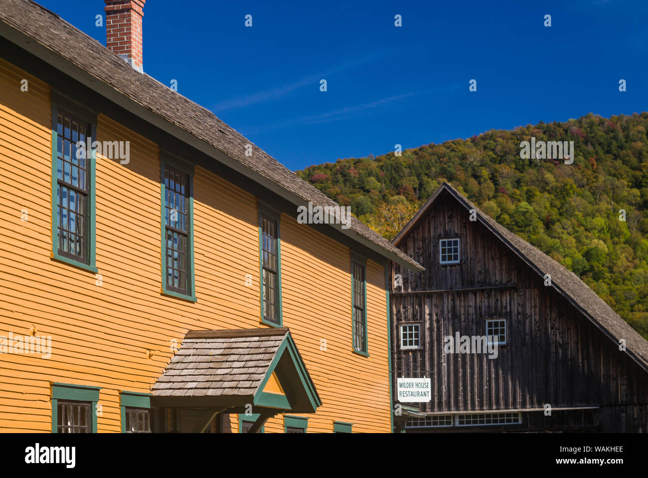 Stati Uniti d'America, Vermont, Plymouth tacca. Coolidge Homestead, luogo di nascita del presidente USA Calvin Coolidge, edifici del villaggio Foto Stock