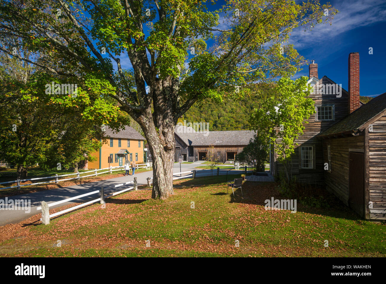 Stati Uniti d'America, Vermont, Plymouth tacca. Coolidge Homestead, luogo di nascita del presidente USA Calvin Coolidge, edifici del villaggio Foto Stock