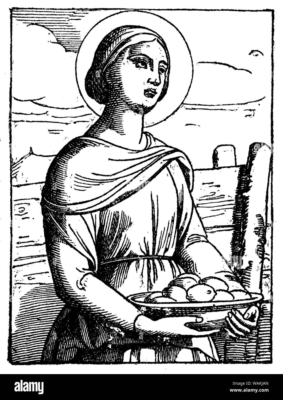 Santa Cristina, servo la cameriera , (libro religioso, 1863) Foto Stock