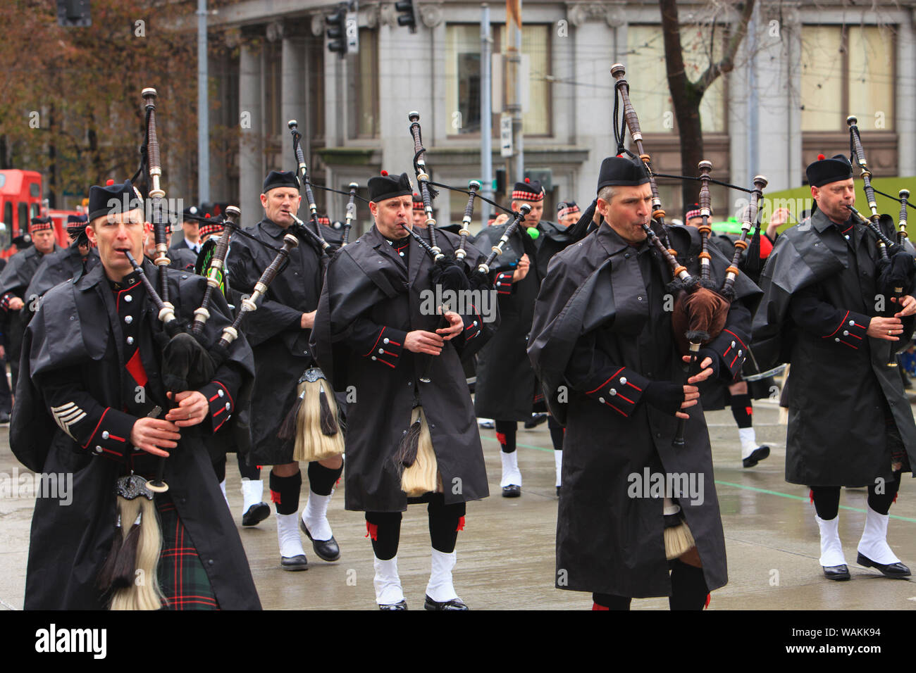 La festa di san Patrizio Parade, 30 anni di tradizione sponsorizzato dalla Irish Heritage Club, Seattle, nello Stato di Washington (solo uso editoriale) Foto Stock