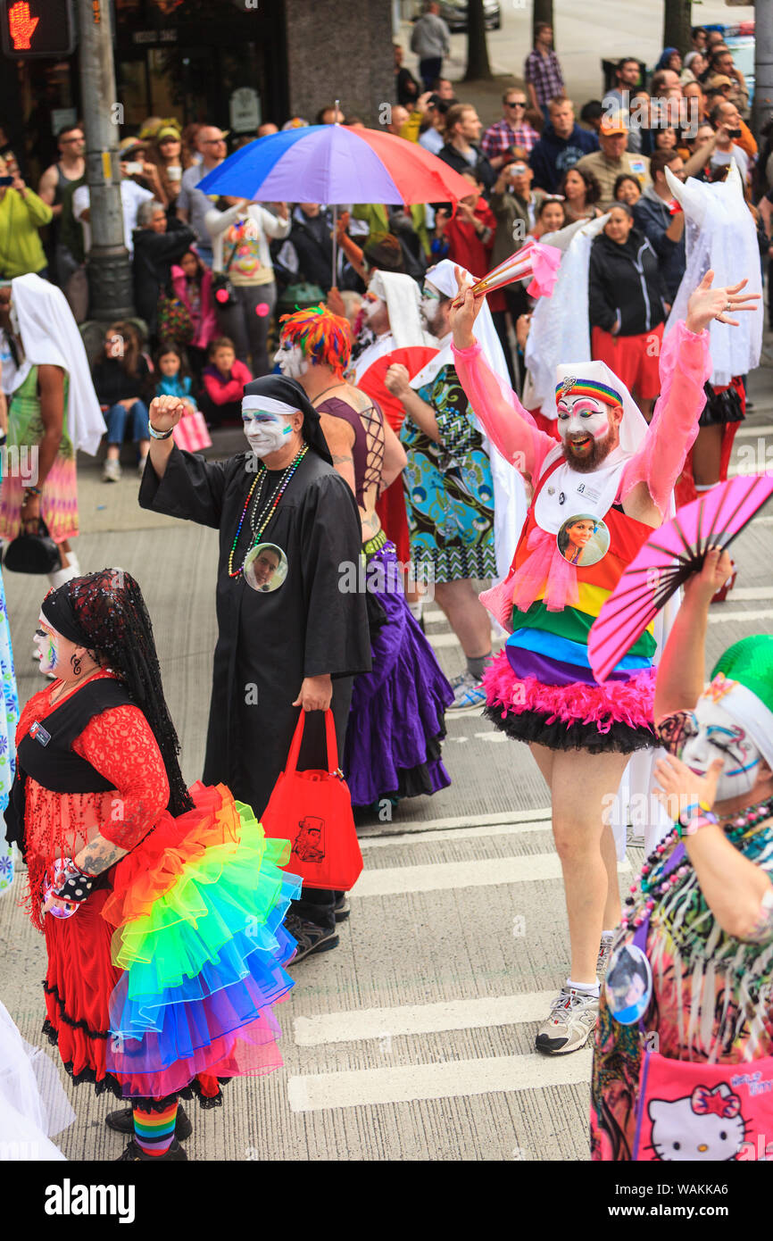 Seattle Pride Parade, Downtown Seattle 4° Avenue, Seattle, nello Stato di Washington, USA (solo uso editoriale) Foto Stock