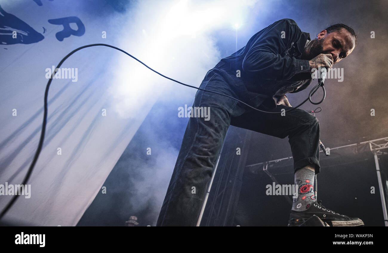 Copenhagen, Danimarca. 20th, Giugno 2019. Il rock americano metallo gruppo febbre 333 esegue un concerto dal vivo durante il danese heavy metal festival Copenhell 2019 a Copenaghen. Qui il cantante Jason Aalon Butler è visto dal vivo sul palco. (Photo credit: Gonzales foto - Nikolaj Bransholm). Foto Stock