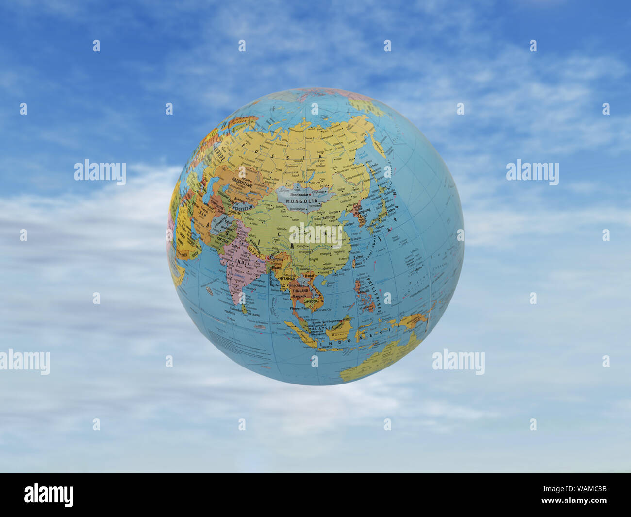 Close up di un globo terrestre Foto Stock