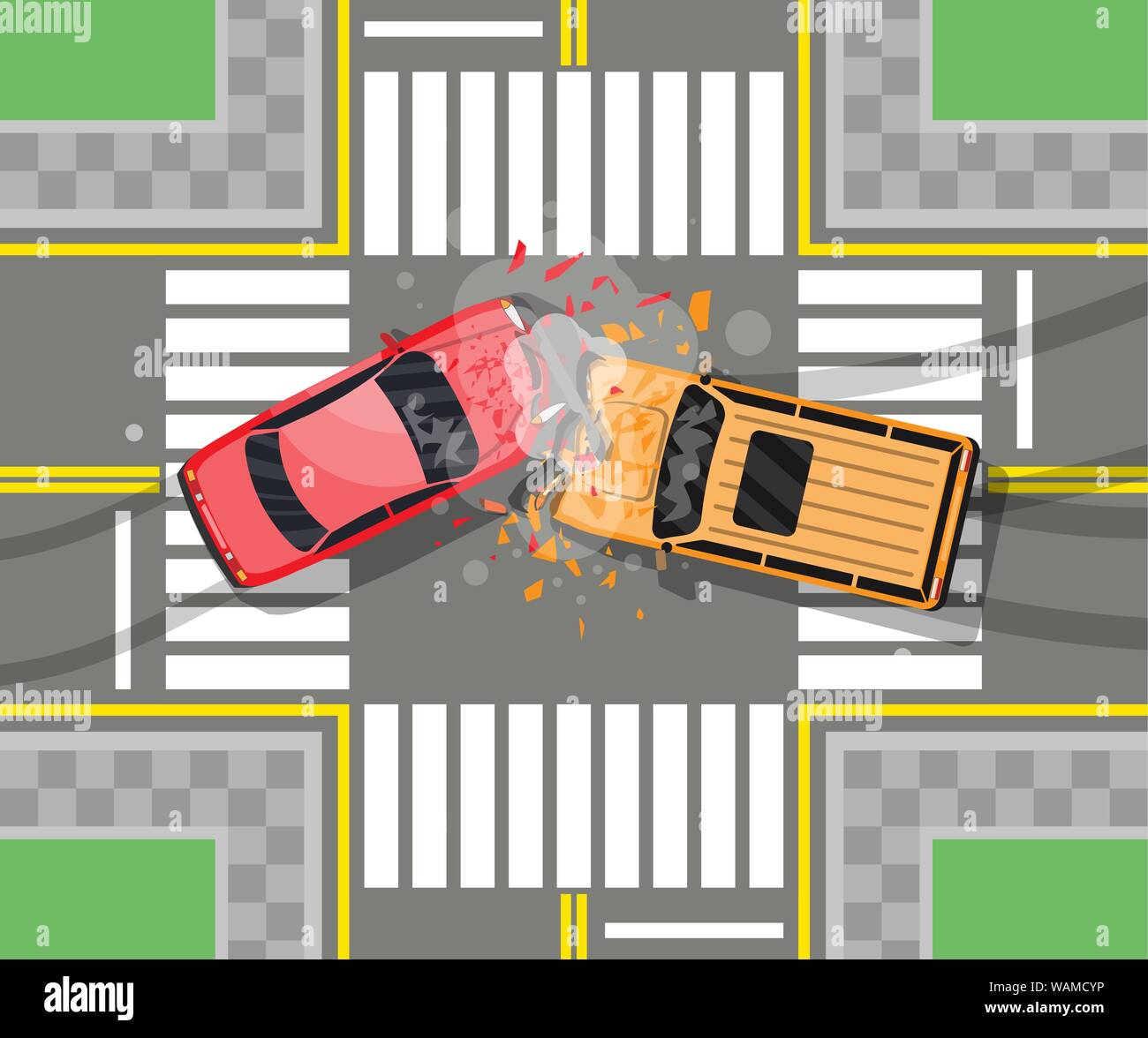 Incidente stradale tra due vetture. Illustrazione Vettoriale