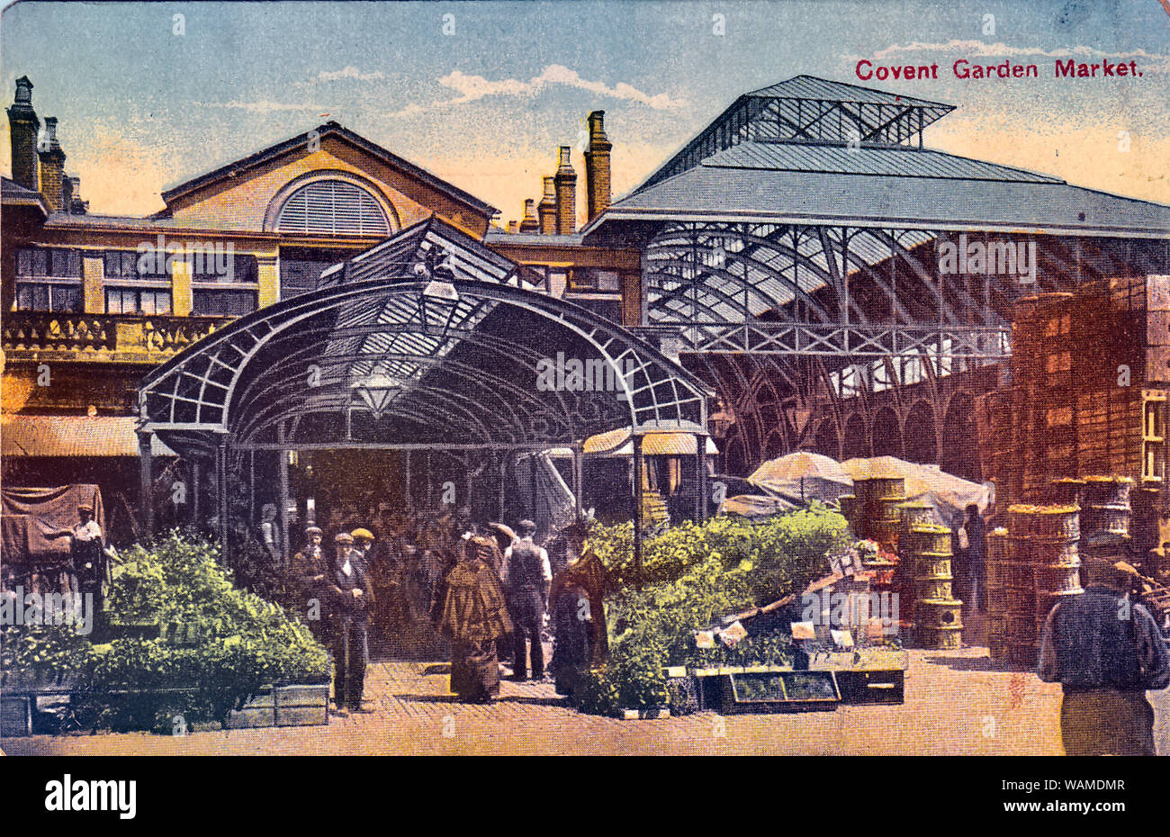 Mercato di Covent Garden. Mercato di Covent Garden in cartolina vintage dal giro del xx secolo Foto Stock
