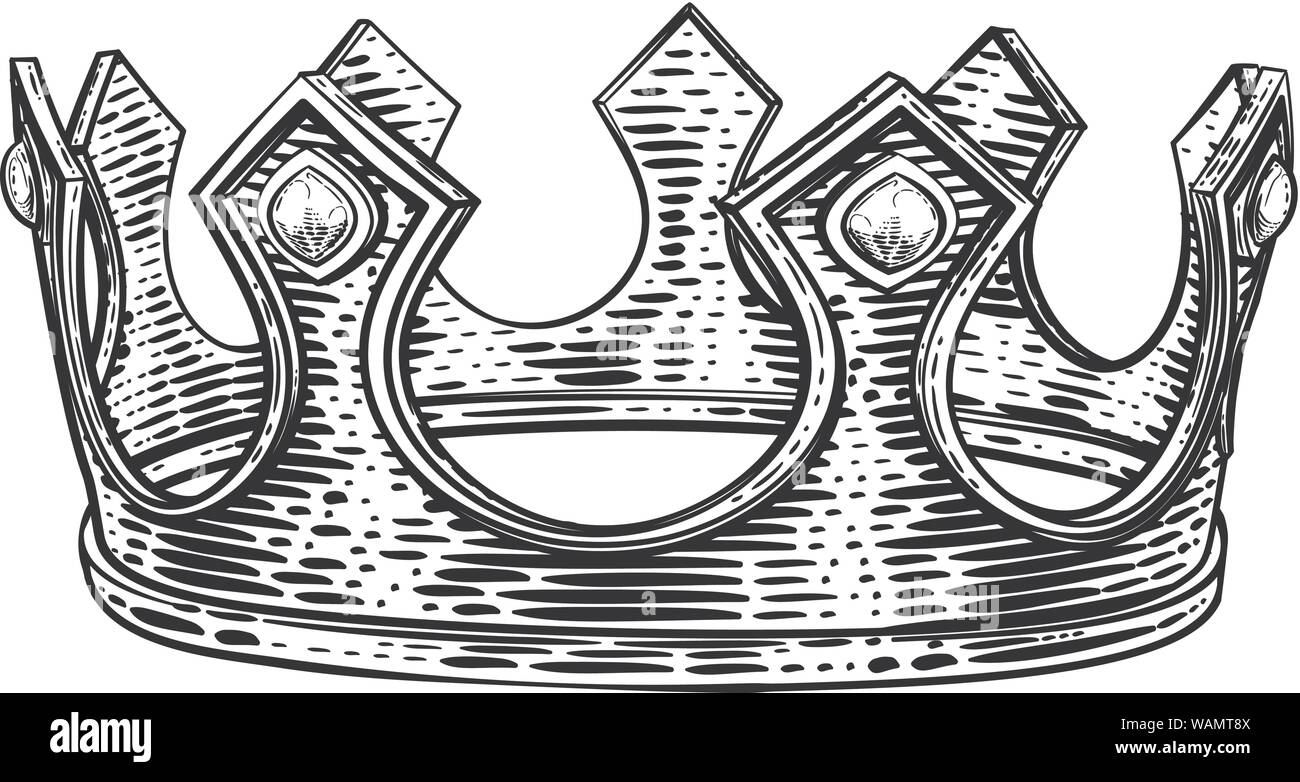 Royal King Crown vintage stile retrò illustrazione Illustrazione Vettoriale