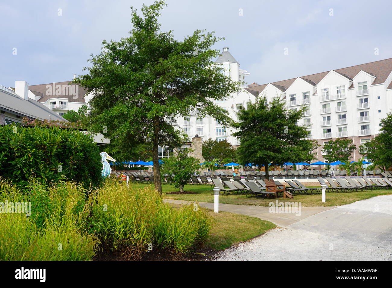 CAMBRIDGE, MD -15 agosto 2019- Vista dell'Hyatt Regency Chesapeake Bay Golf Resort, Spa e Marina, un hotel distintivo sul fiume Choptank in Cambridge, Foto Stock