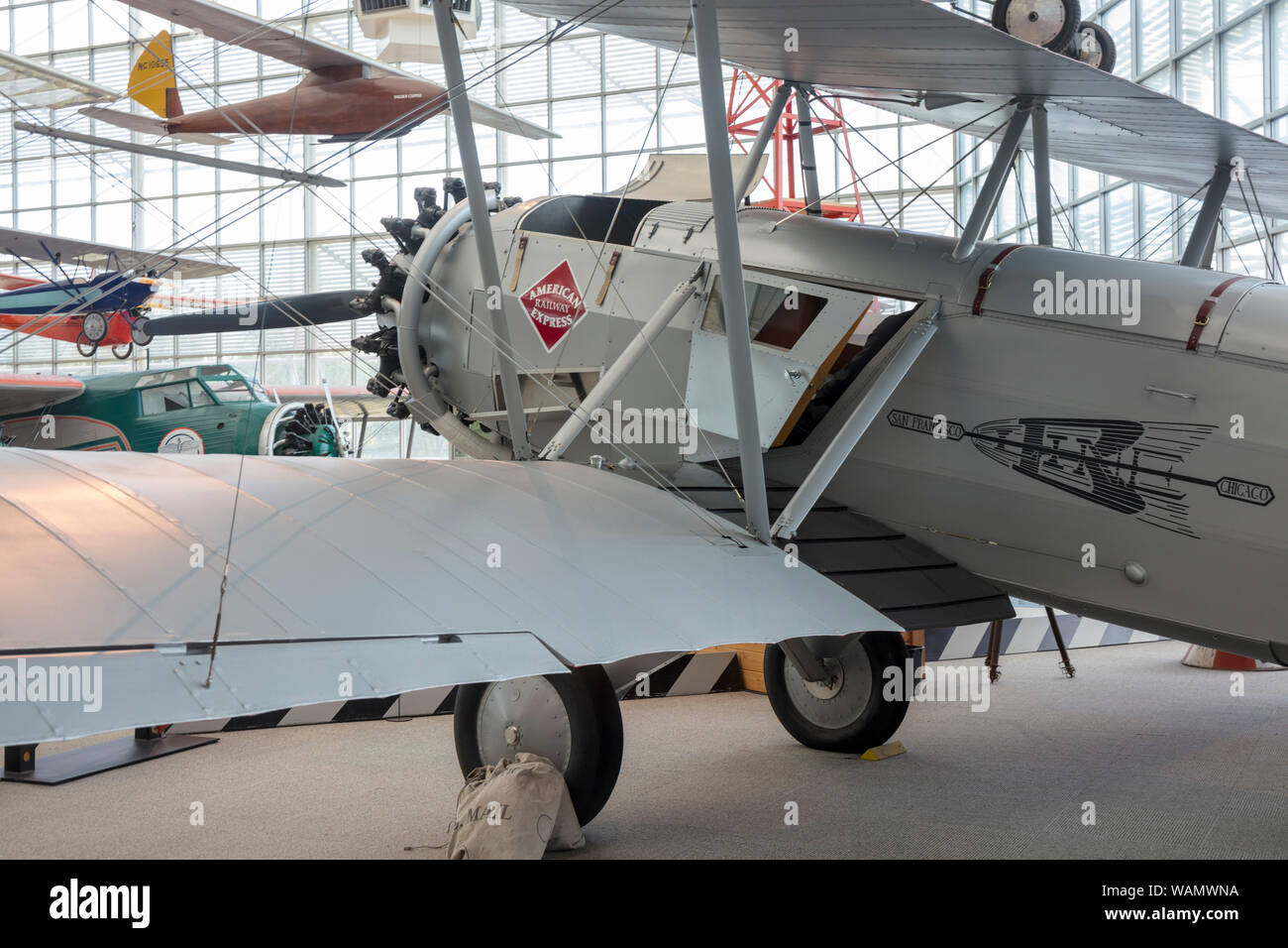 Boeing Modello 40B Riproduzione, Boeing il Museo del Volo, Boeing Field, Tukwila, nello Stato di Washington, USA Foto Stock