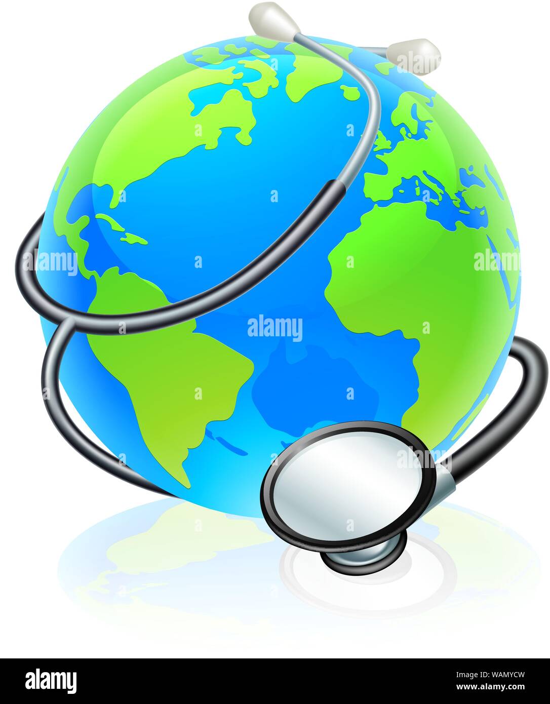 Terra Giornata Mondiale della Salute stetoscopio concetto del globo Illustrazione Vettoriale