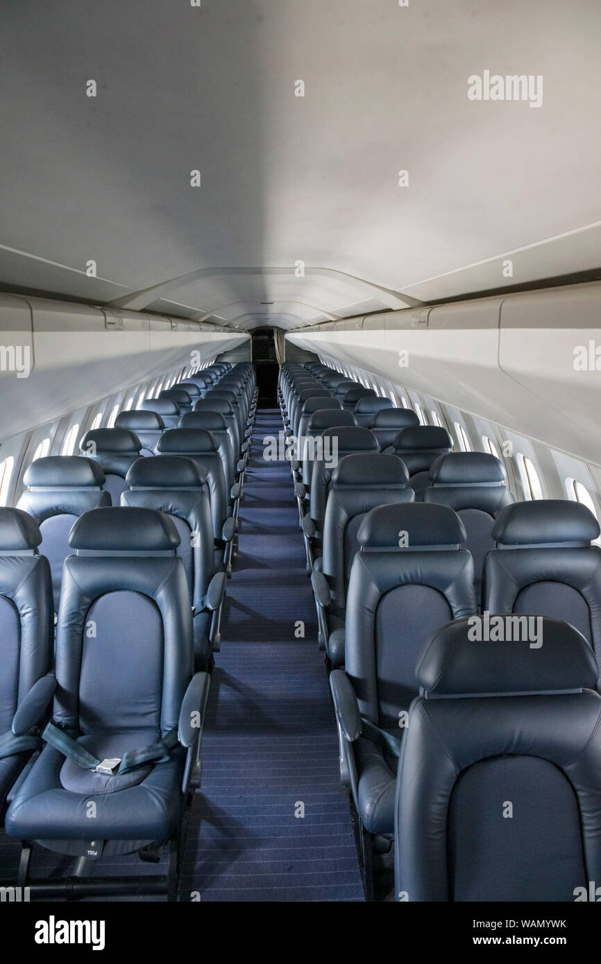 Interno del Concorde 214, British Airways, registrazione G-BOAG, il Museo del Volo, King County International Airport (Boeing Field), Washington, USA Foto Stock