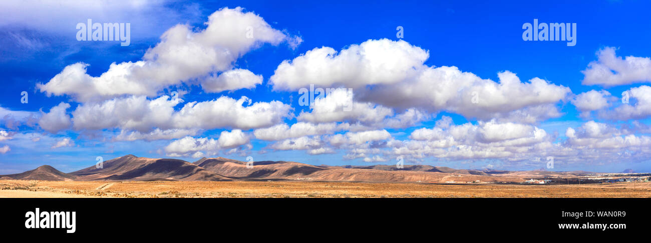 Paesaggio idilliaco di lava vulcanica isola di Fuerteventura. Isole Canarie Spagna Foto Stock