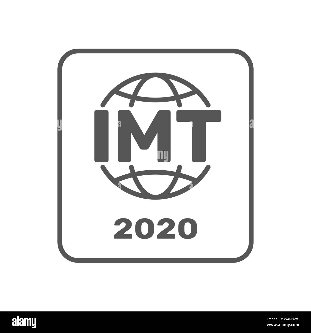 La IMT-2020 il simbolo di certificazione. Lo standard internazionale per 5G reti. Segno di 5G standard. La IMT-2020 etichetta, certified badge. Timbro di certificazione. Appartamento Illustrazione Vettoriale