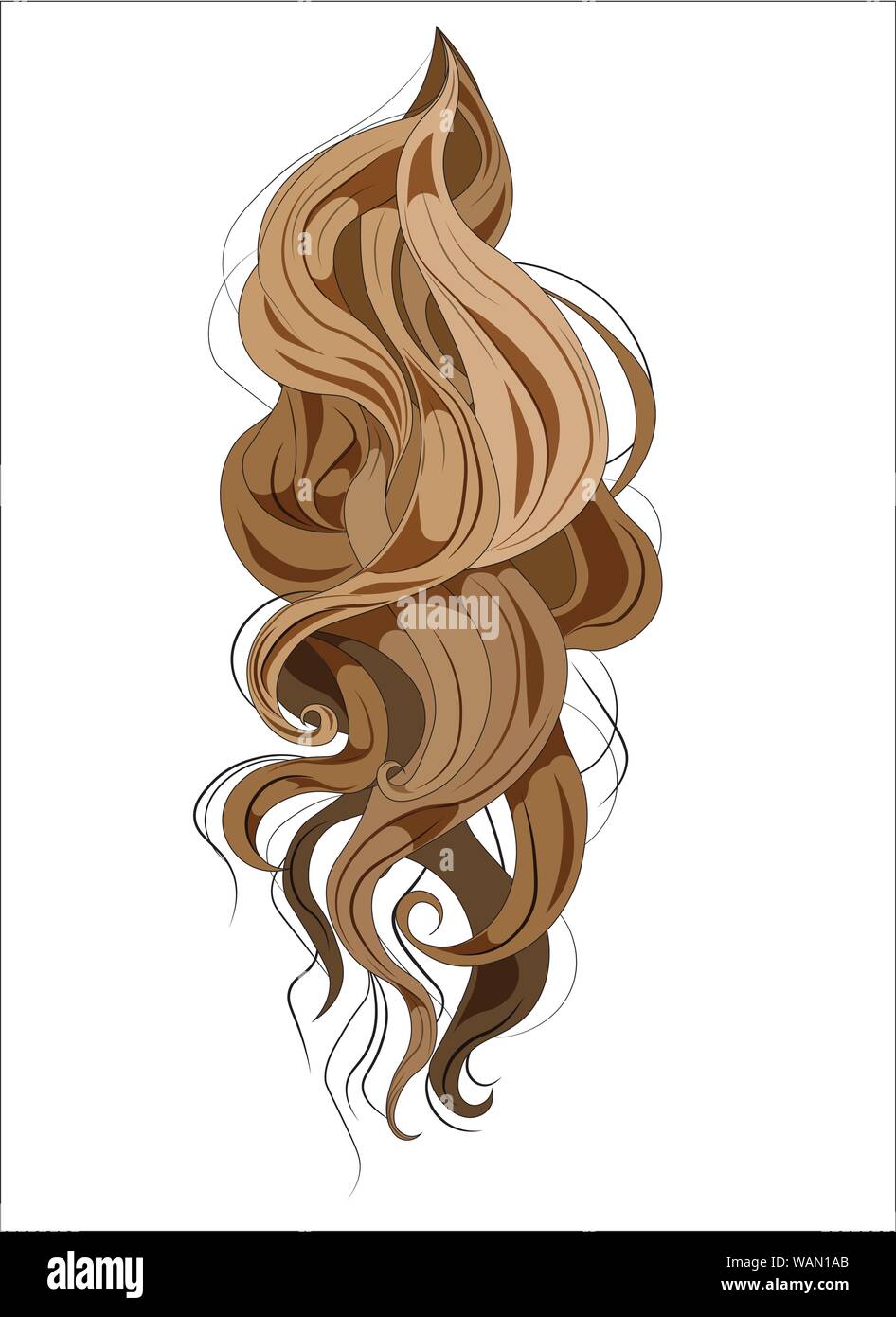 Vector boccoli di capelli lunghi e curling, marrone Illustrazione Vettoriale