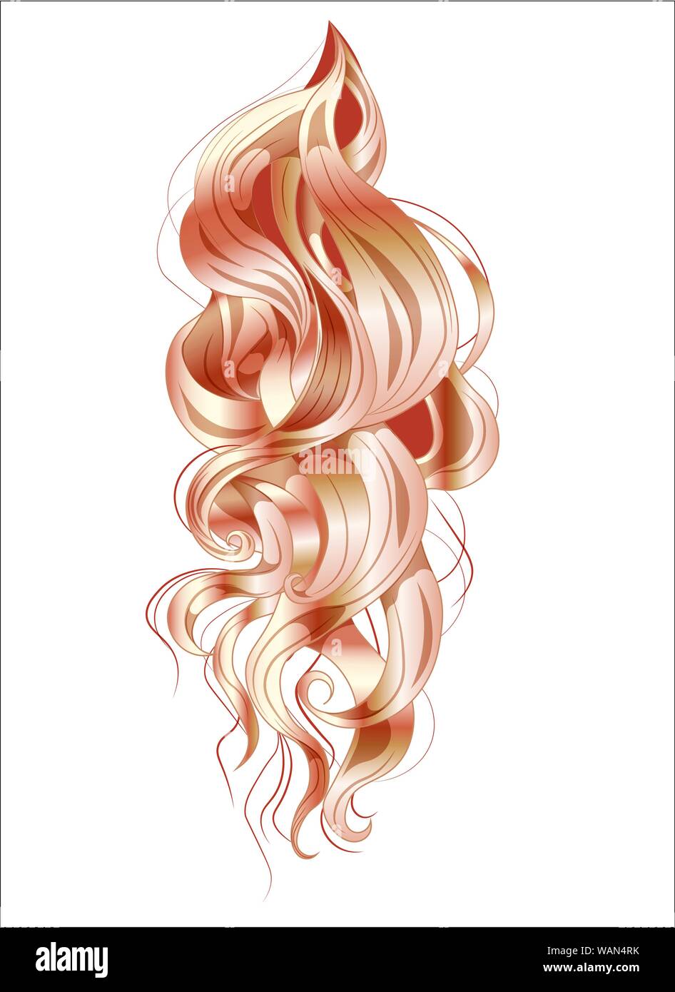 Vector boccoli di capelli lunghi e curling, golden Illustrazione Vettoriale
