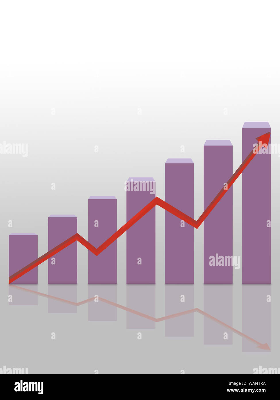 Grafico a barre illustrato con una freccia sopra Foto Stock