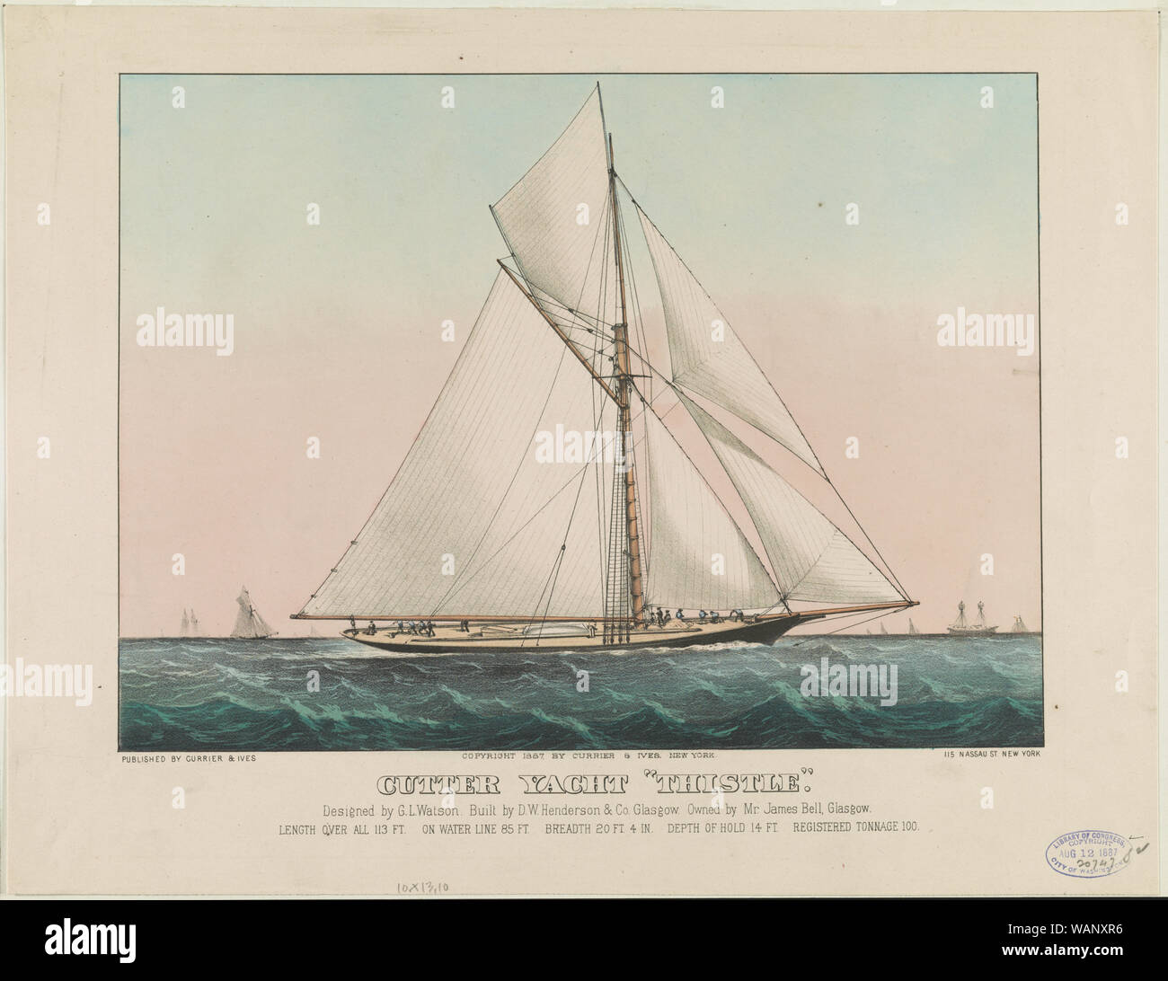 Taglierina Yacht Thistle: progettato da G.L. Watson. Costruito da D.W. Henderson & Co. Glasgow. Posseduto dal Sig. James Bell, Glasgow Foto Stock