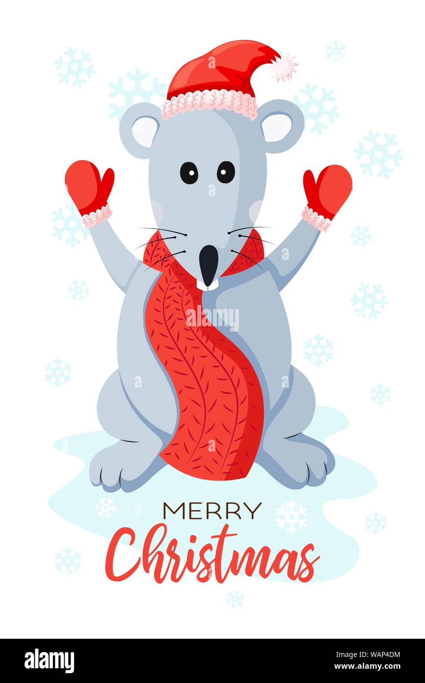 Di ratto o di topo in un cappello di Babbo Natale. Favoloso Nuovo Anno  illustrazione della scheda Immagine e Vettoriale - Alamy