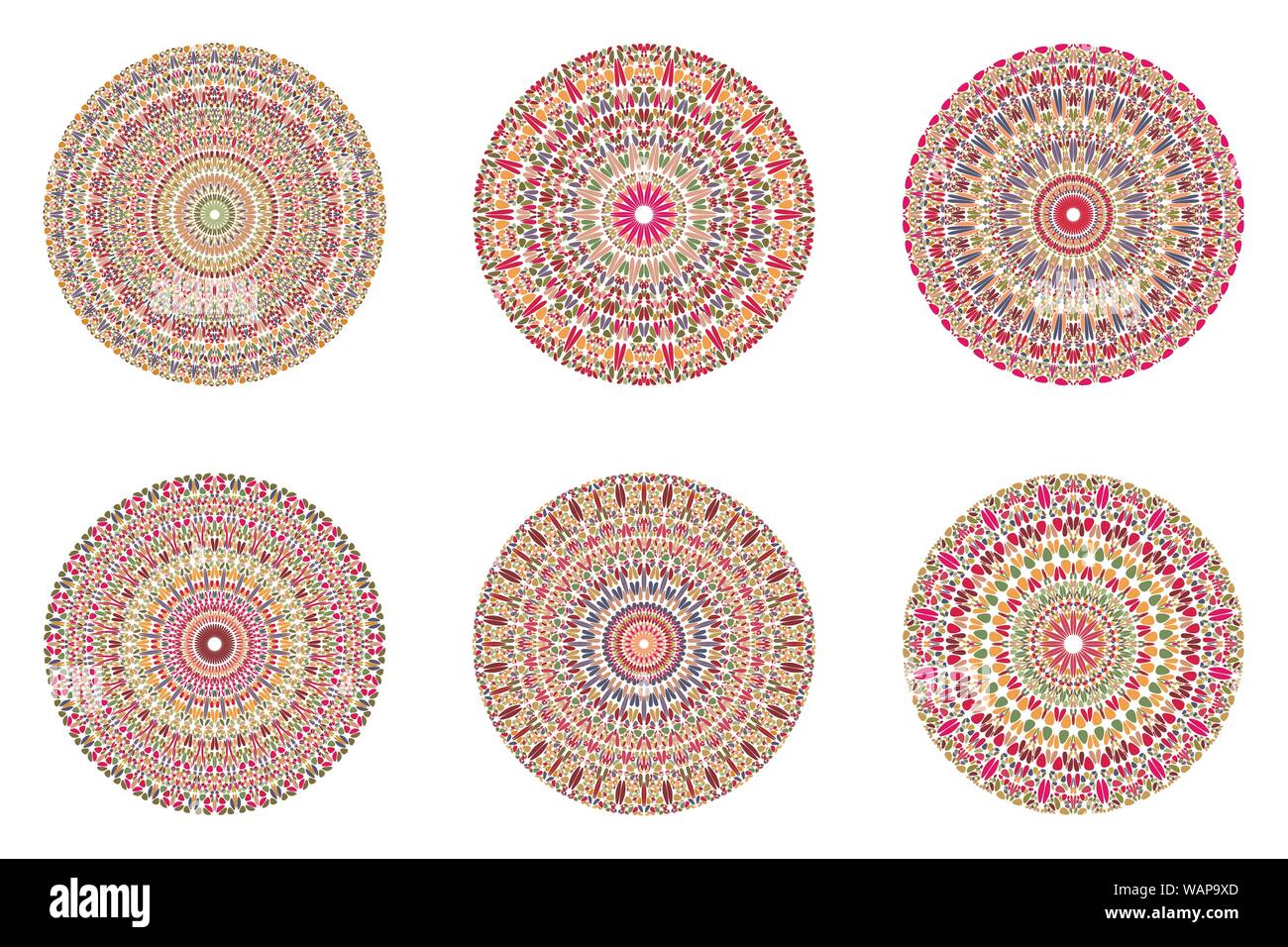 Round pietra astratta pattern mandala set - ornati geometrici ornamentali illustrazioni vettoriali Illustrazione Vettoriale