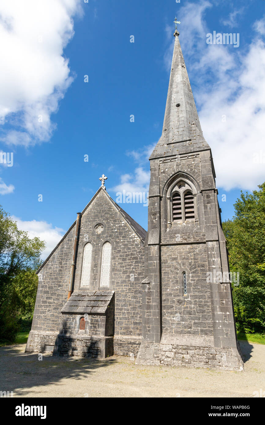 La torre della chiesa di Cong, Cong, Mayo, Irlanda Foto Stock