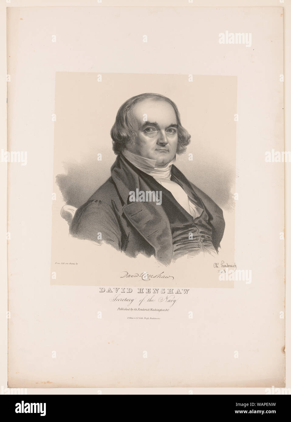 David Henshaw, segretario della Marina / dalla vita sulla pietra da Chs. Fenderich 1843. Foto Stock