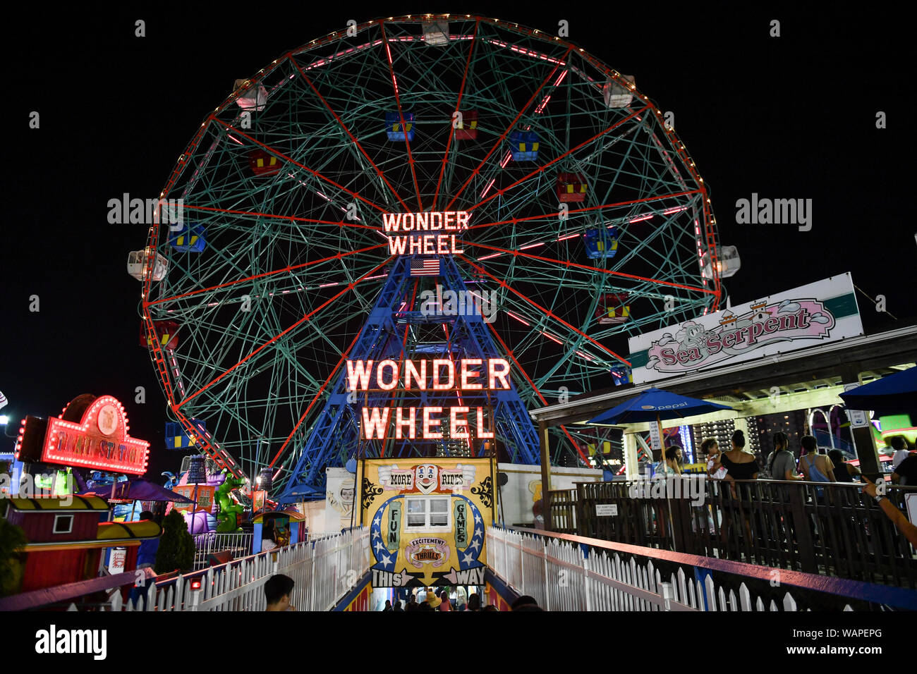 Deno il Wonder Wheel Amusement Park, Coney Island, Brooklyn, New York Foto Stock