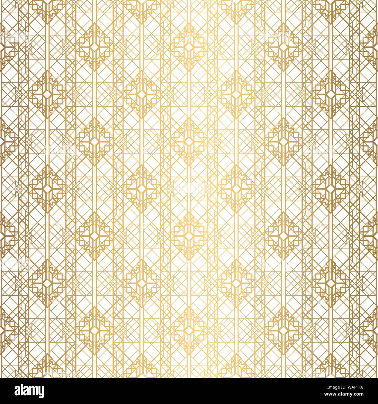 Art Deco Pattern. Seamless bianco e lo sfondo in oro Illustrazione Vettoriale