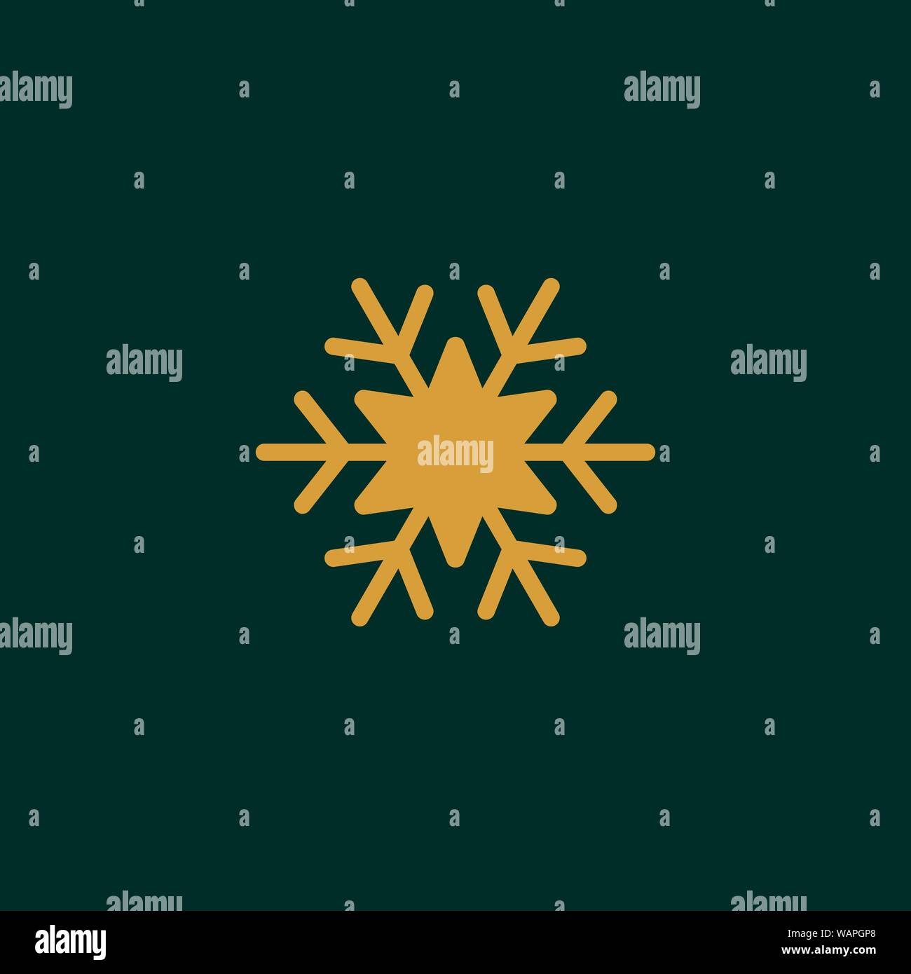 Oro Snowflake icona, neve pittogramma, simbolo d'inverno. Illustrazione Vettoriale