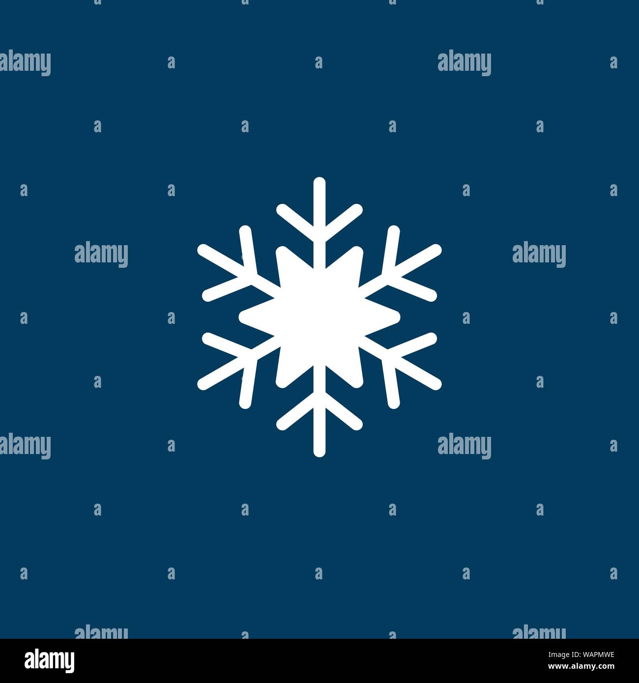 Bianco l'icona del fiocco di neve, neve pittogramma, simbolo d'inverno. Illustrazione Vettoriale