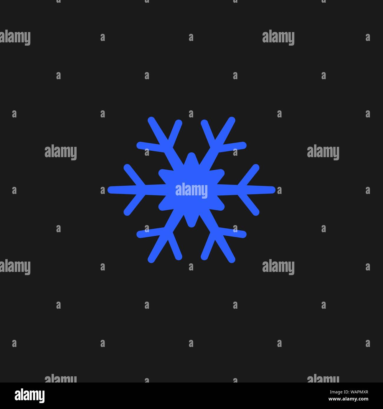 Blu icona del fiocco di neve, neve pittogramma, simbolo d'inverno. Illustrazione Vettoriale