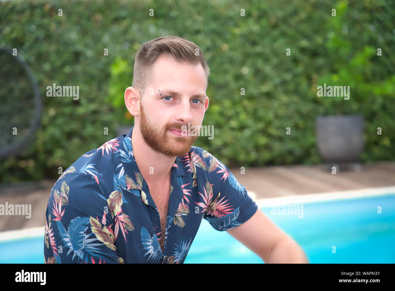 Una barba rossa giovane maschio modello ritratto Foto Stock