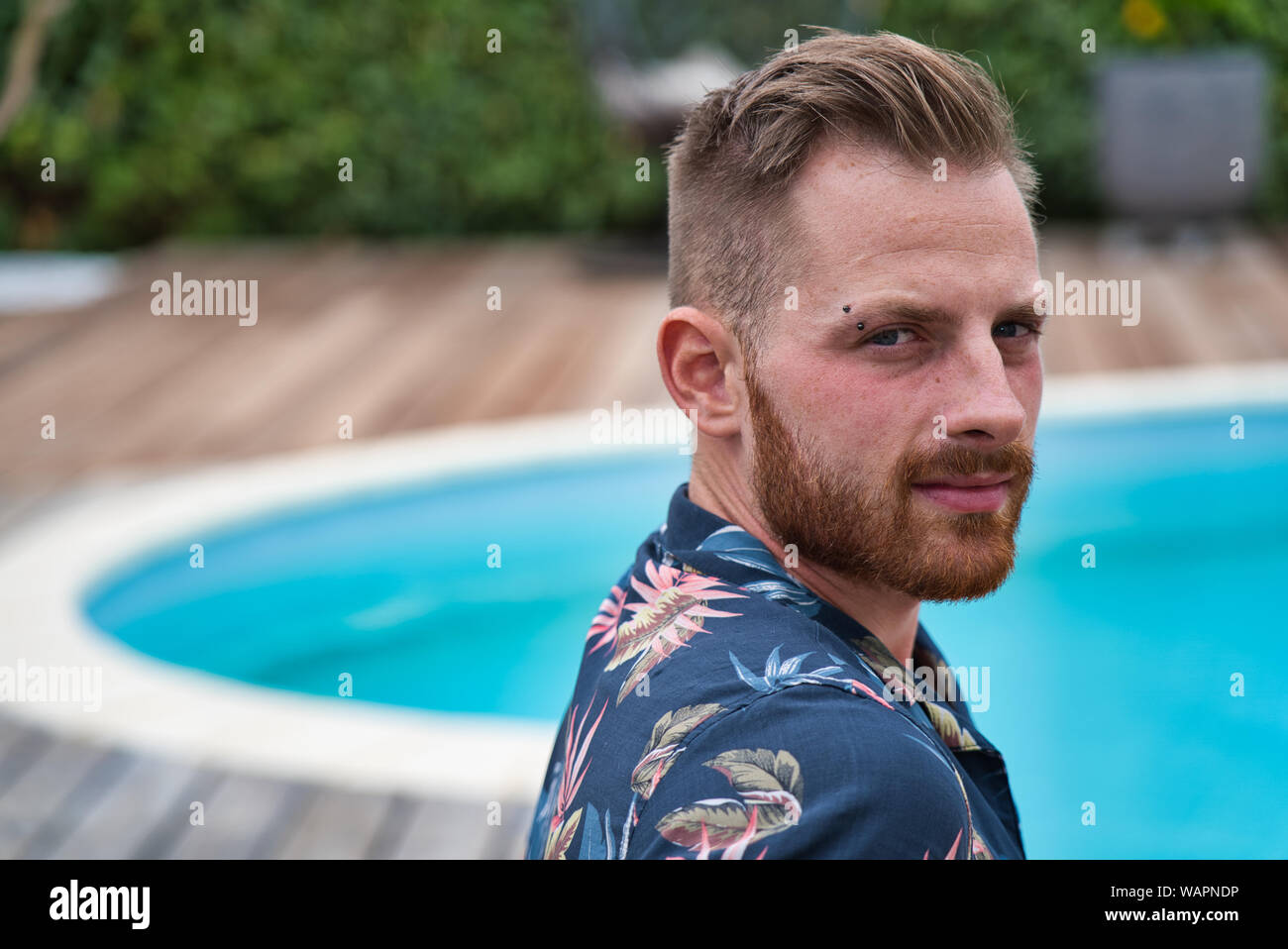 Una barba rossa giovane maschio modello ritratto Foto Stock