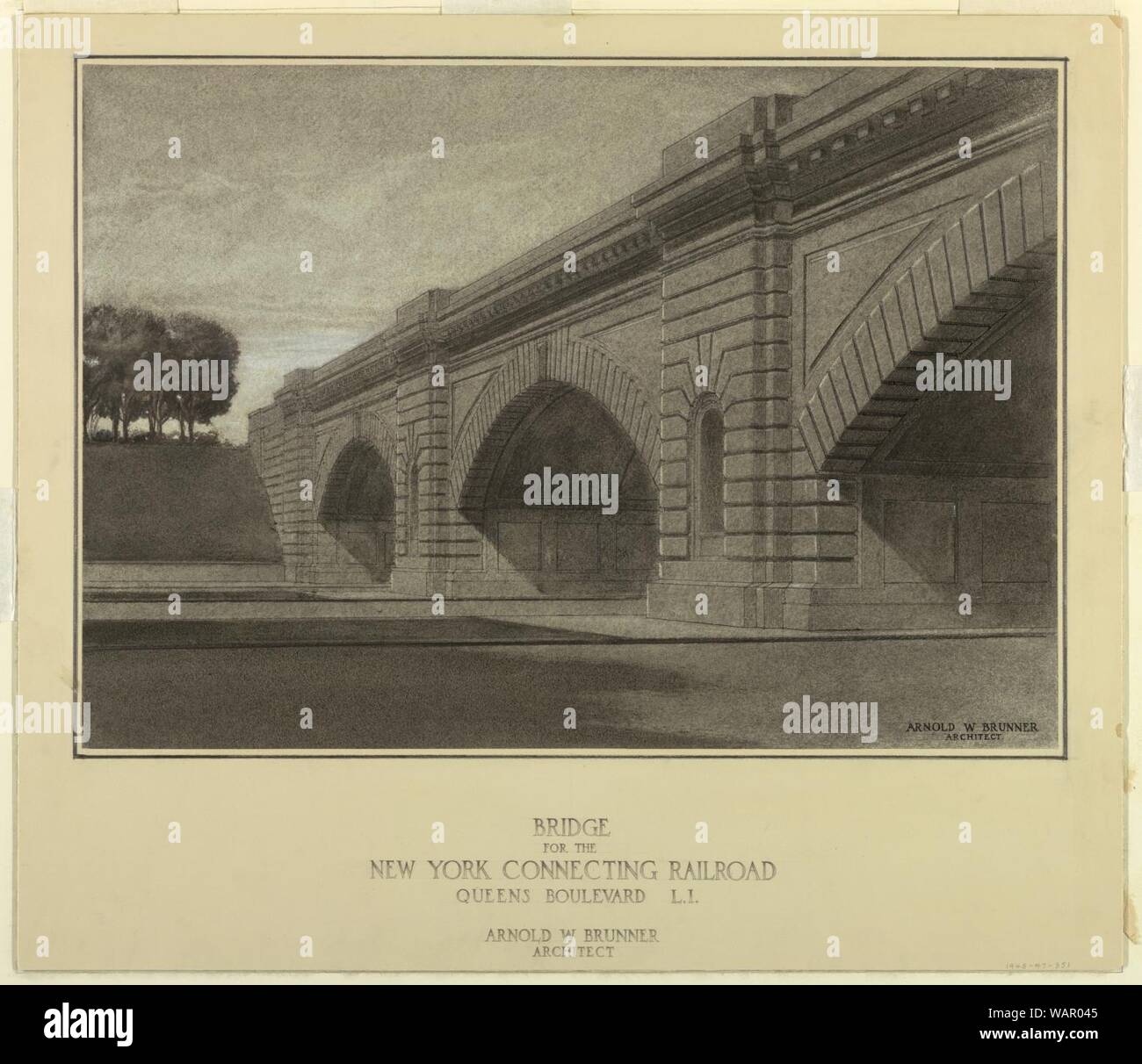 Disegno, ponte di New York il collegamento ferroviario, di Queens Boulevard, Long Island, 1910-20 Foto Stock