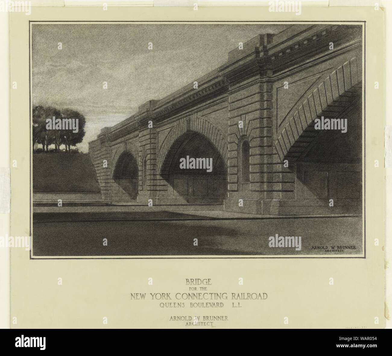 Disegno, ponte di New York il collegamento ferroviario, di Queens Boulevard, Long Island, 1910-20 Foto Stock