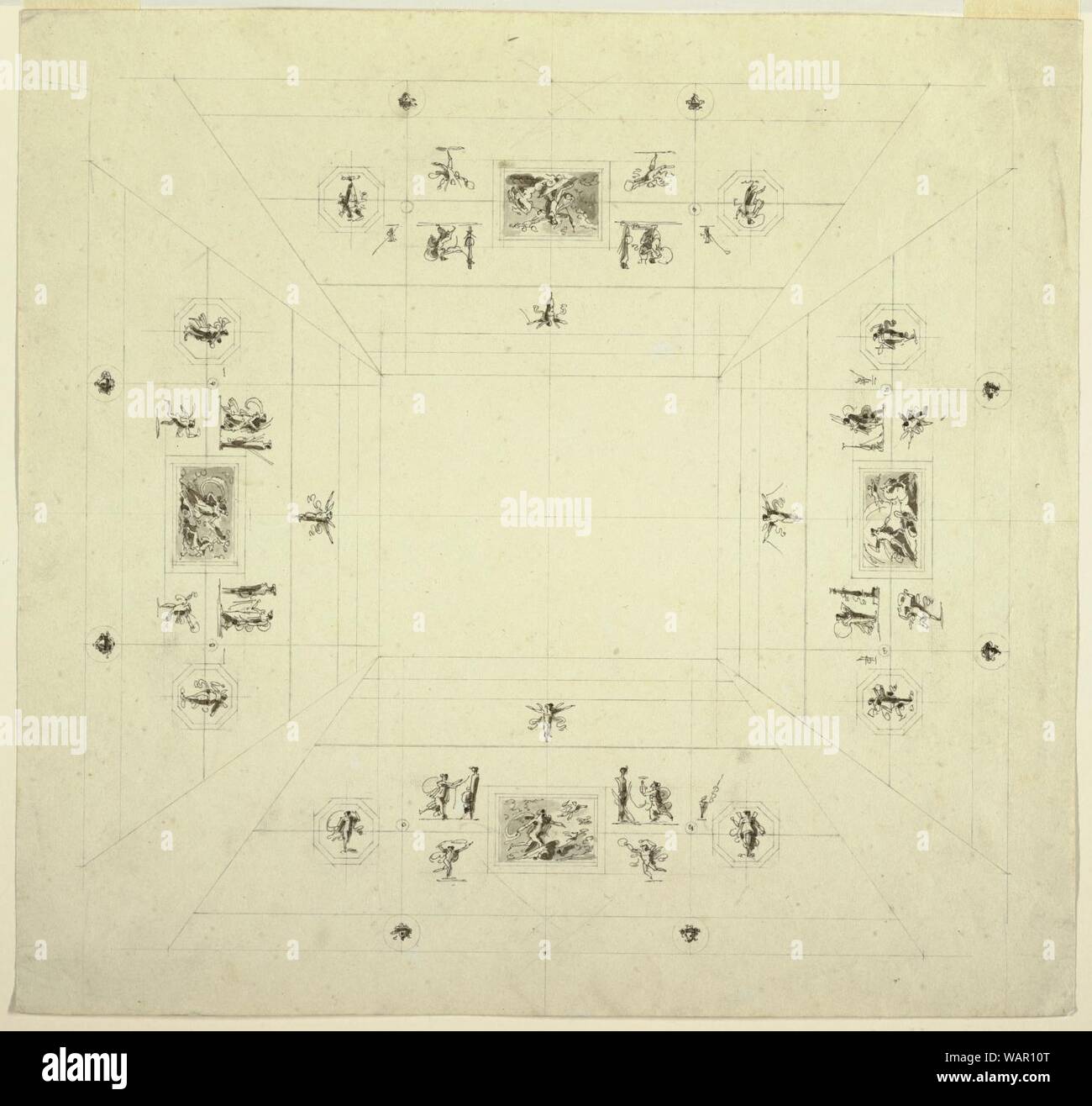 Disegno, il soffitto di un piccolo armadio, Palazzo del Quirinale, Roma, 1812 Foto Stock