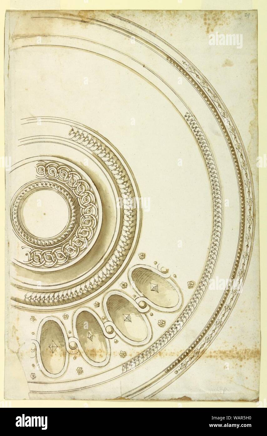 Il disegno per un argento dorato ciotola o piastra, 1550-83 Foto Stock