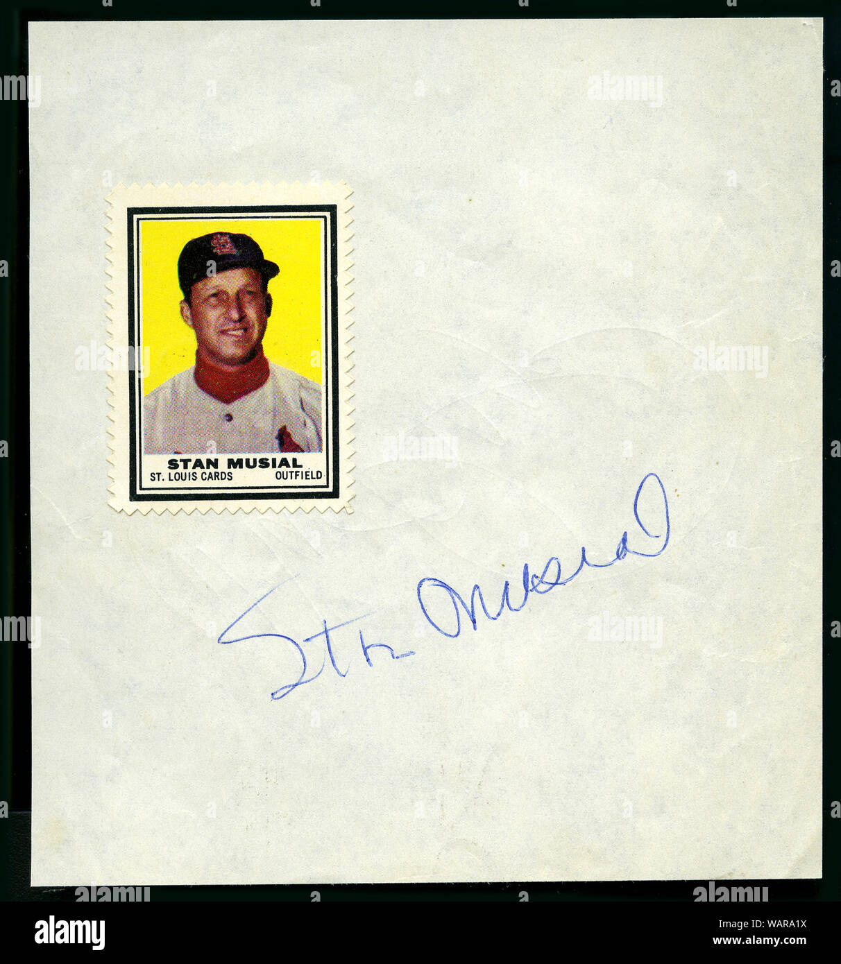 Autografo di Hall of Fame giocatore di baseball Stan Musial del San .Louis Cardinals Foto Stock